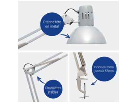MAUL Lampe de bureau MAULstudy, écartement 55 mm, argent