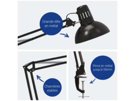 MAUL Lampe de bureau à LED MAULstudy, pince, noir