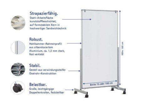 MAUL Tableau blanc mobile MAULpro easy2move, (L)750 mm