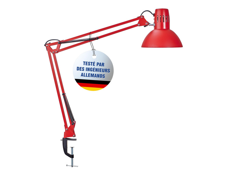 MAUL Lampe de bureau MAULstudy, avec pince, rouge