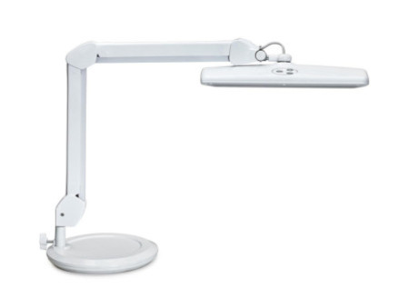 MAUL Lampe de travail LED MAULintro, socle, dimmable, blanc