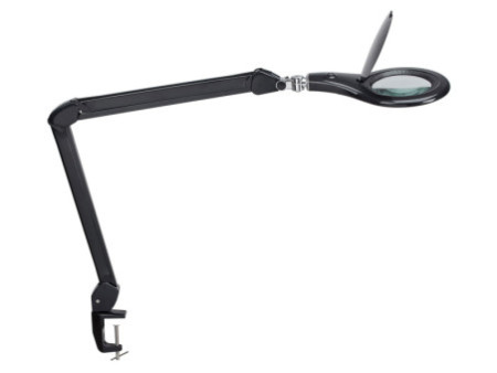 MAUL Lampe loupe à LED MAULmakro, pied de serrage, noir