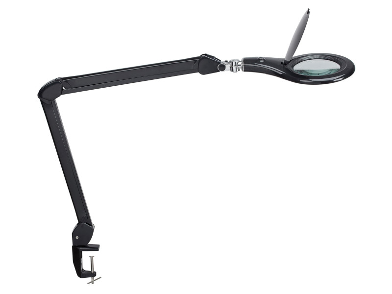 MAUL Lampe loupe à LED MAULmakro, pied de serrage, noir