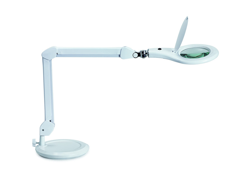 MAUL Lampe loupe à LED MAULmakro, socle, blanc