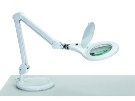 MAUL Lampe loupe à LED MAULmakro, socle, blanc