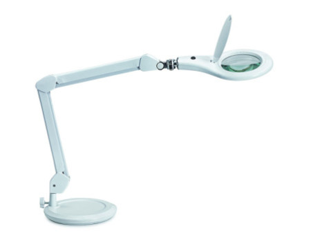 MAUL Lampe loupe à LED MAULmakro, socle, blanc