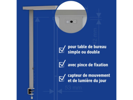 MAUL Lampadaire de bureau à LED MAULjuvis sensor, pince