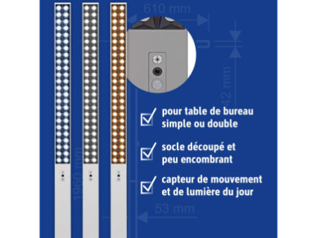 MAUL Lampadaire à LED MAULsirius sensor, dimmable, argent