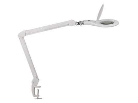 MAUL Lampe loupe à LED MAULmakro, pied de serrage, blanc