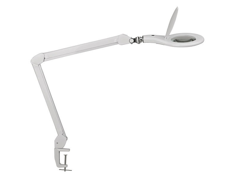 MAUL Lampe loupe à LED MAULmakro, pied de serrage, blanc