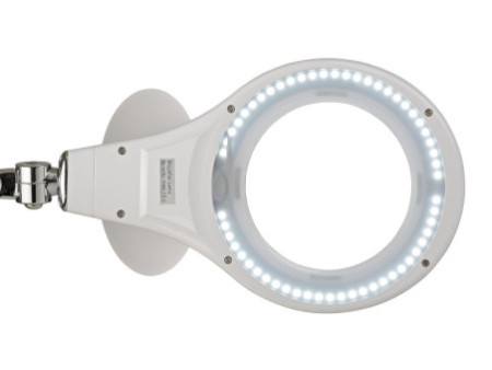 MAUL Lampe loupe à LED MAULmakro, pied de serrage, blanc