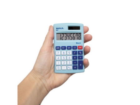 MAUL Calculatrice de poche M 8, 8 chiffres, bleu clair