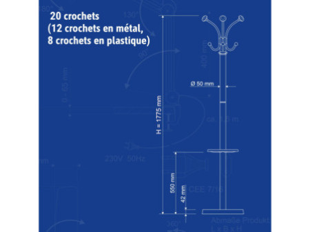 MAUL Portemanteau MAULnubis, hauteur: 1.760 mm, noir