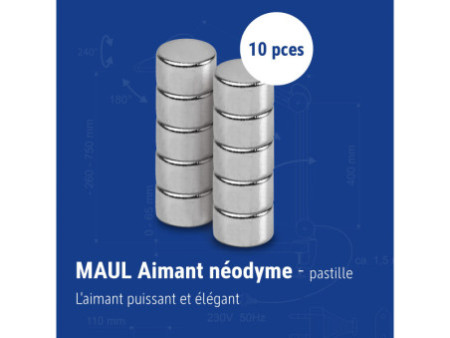 MAUL Aimant néodyme en forme de pastille, 5 mm, argent