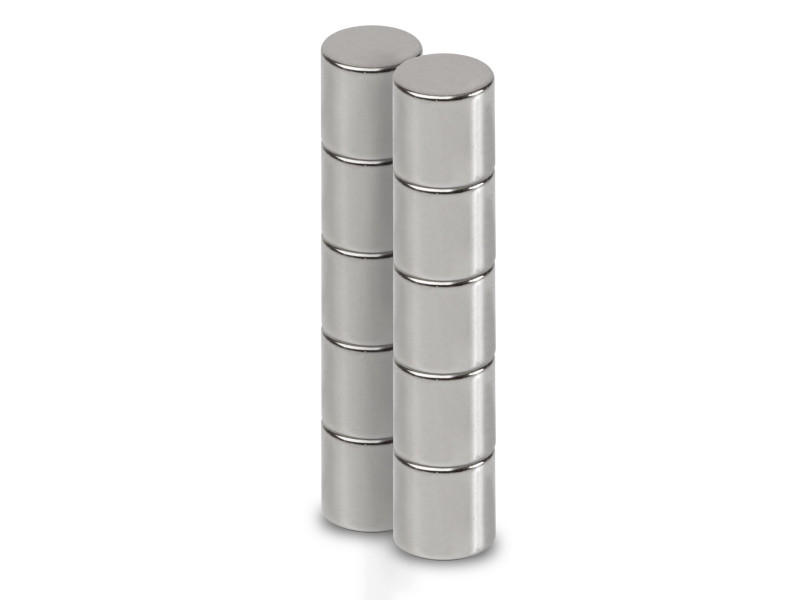 MAUL Aimant néodyme en forme de pastille, 8 mm, argent