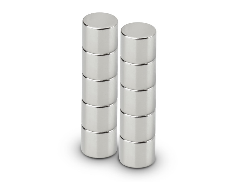 MAUL Aimant néodyme en forme de pastille, 10 mm, argent