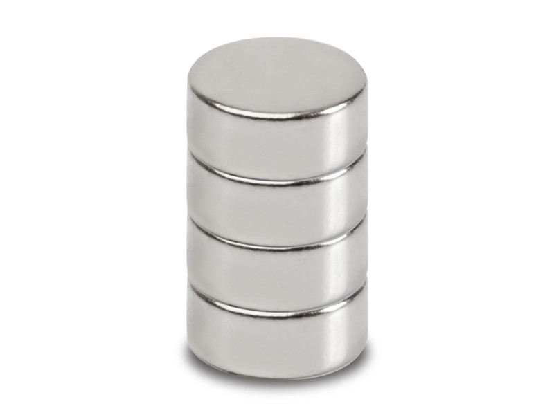 MAUL Aimant néodyme en forme de pastille, 12 mm, argent