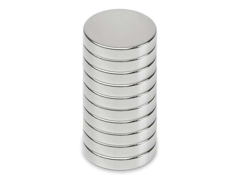 MAUL Aimant néodyme en forme de pastille, 15 mm, argent