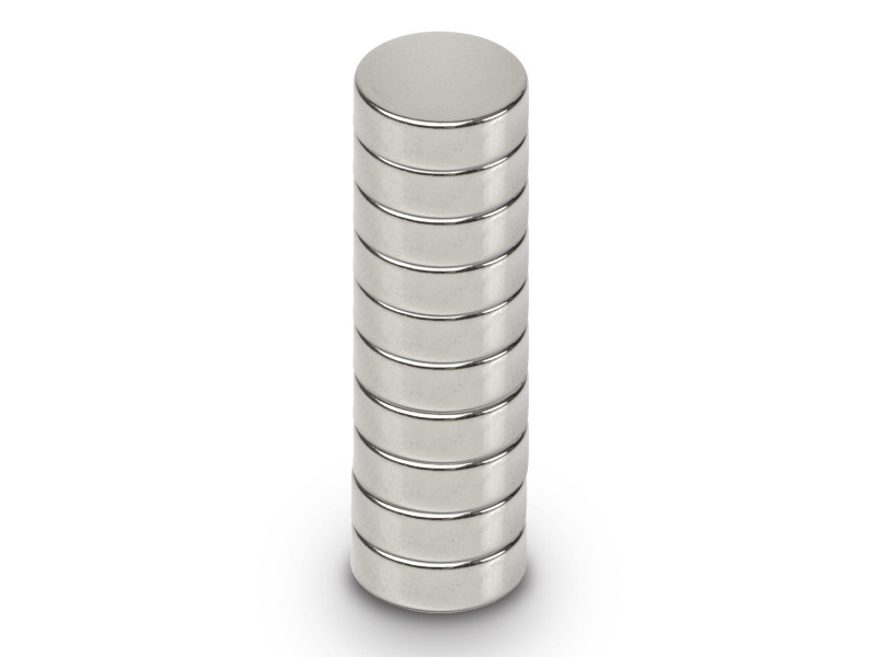 MAUL Aimant néodyme en forme de pastille, 15 mm, argent