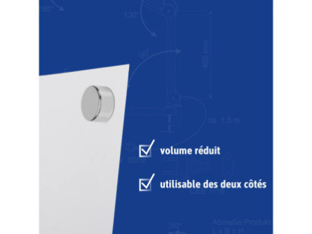 MAUL Aimant néodyme en forme de pastille, 20 mm, argent