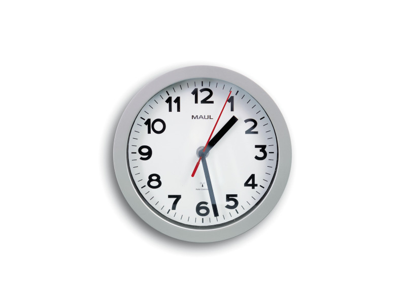 MAUL Horloge murale/radio MAULstep, diamètre: 200 mm, argent