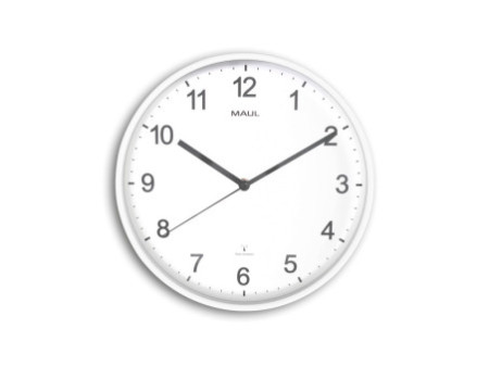 MAUL Horloge murale/radio MAULspint, diamètre: 300 mm, blanc
