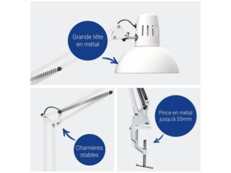 MAUL Lampe de bureau à LED MAULstudy, avec pince, blanc