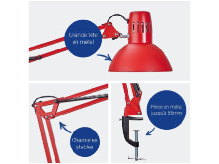 MAUL Lampe de bureau à LED MAULstudy, avec pince, rouge