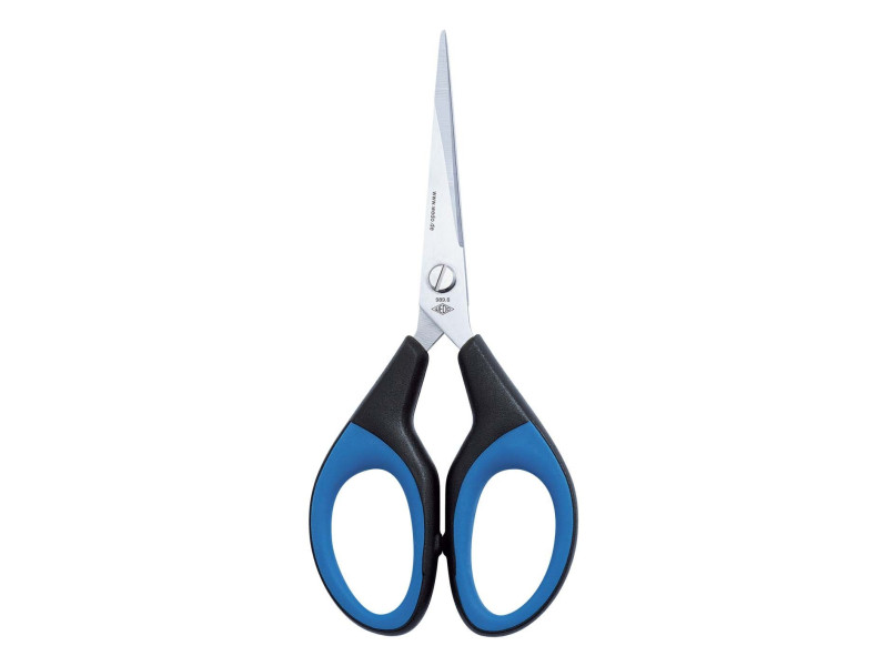WEDO Ciseaux Soft-Cut, pointu, longueur: 152 mm, noir/bleu
