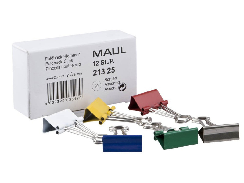 MAUL Pince double clip 213, assorti, (L)25mm, écartement:9mm