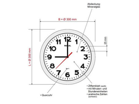 MAUL Horloge murale/horloge quartz MAULstep, diamètre: 300mm