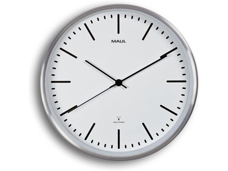 MAUL Horloge murale/horloge radio pilotée MAULfly, blanc