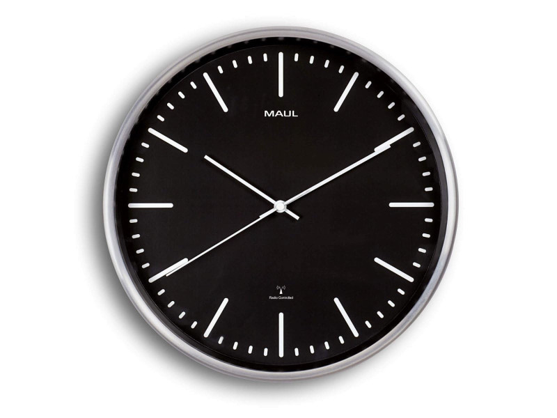 MAUL Horloge murale/horloge radio pilotée MAULfly, argent