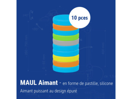 MAUL Aimant néodyme, en forme de pastille, silicone, 18 mm