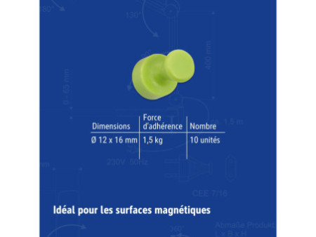 MAUL Aimant néodyme en forme de quille, adhérence: 1,5 kg