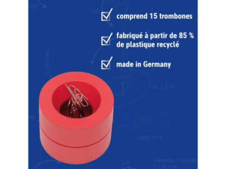 MAUL Distributeur de trombones MAULpro Recycling, rouge