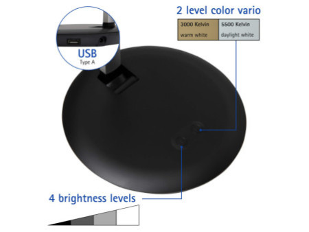 MAUL Lampe de bureau LED MAULrubia colour vario, argent/noir