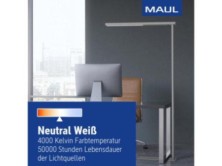 MAUL Lampadaire à LED MAULjet, dimmable, argent