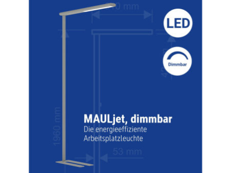 MAUL Lampadaire à LED MAULjet, dimmable, argent
