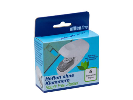 WEDO Mini agrafeuse sans agrafes, capacité: 5 feuilles,blanc