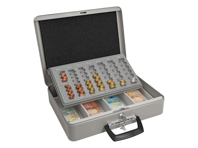 WEDO Coffret-caisse à monnaie Maxi, en tôle d'acier, gris