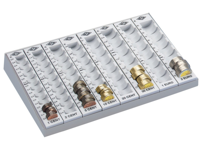WEDO Monnayeur monobloc avec 8 rangées amovibles, gris