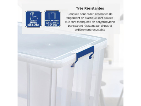 Fellowes Boîte de rangement ProStore, 85 litres, transparent