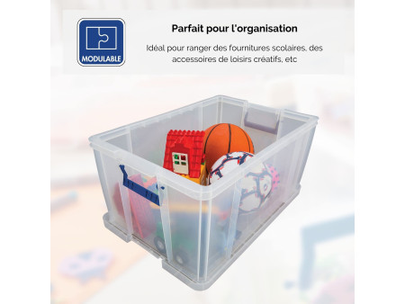 Fellowes Boîte de rangement ProStore, 70 litres, transparent