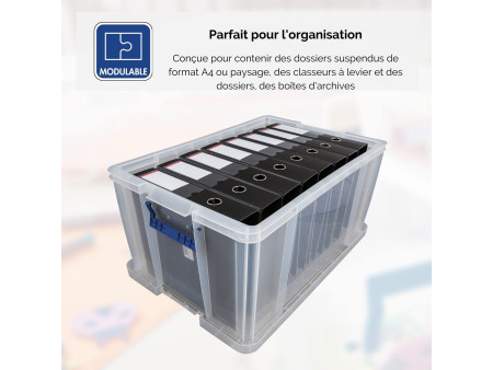 Fellowes Boîte de rangement ProStore, 70 litres, transparent
