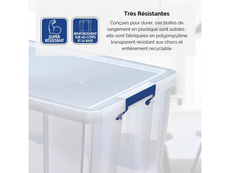 Fellowes Boîte de rangement ProStore, 70 litres, transparent