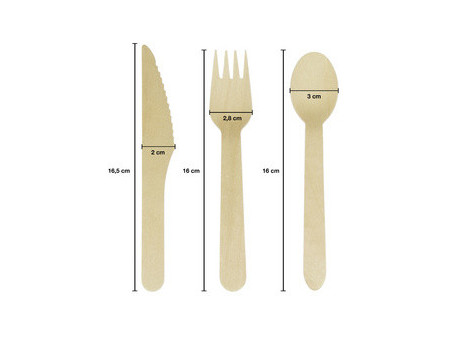 kangaro Couverts jetables, en bois, 200 pièces