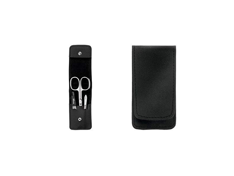 Clauss Kit de manucure, en étui cuir, 3 pièces, noir