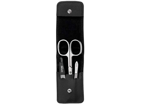 Clauss Kit de manucure, en étui cuir, 3 pièces, noir