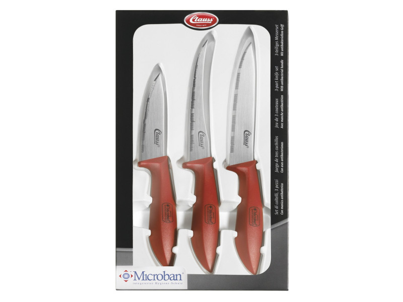 Clauss Set de couteaux, 3 pièces, rouge